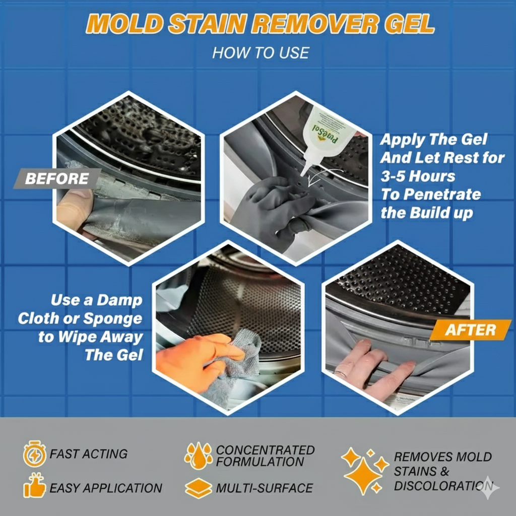 PureSeal Mold Remover Gel + Scrub Brush | Heavy-Duty Mildew Cleaner (7 oz)