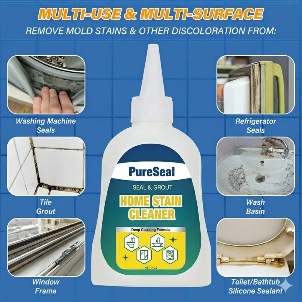PureSeal Mold Remover Gel + Scrub Brush | Heavy-Duty Mildew Cleaner (7 oz)